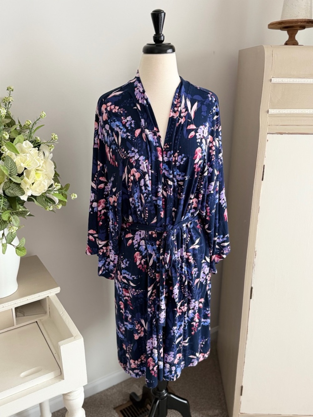 Soma Cool Nights Robe - Navy Pink